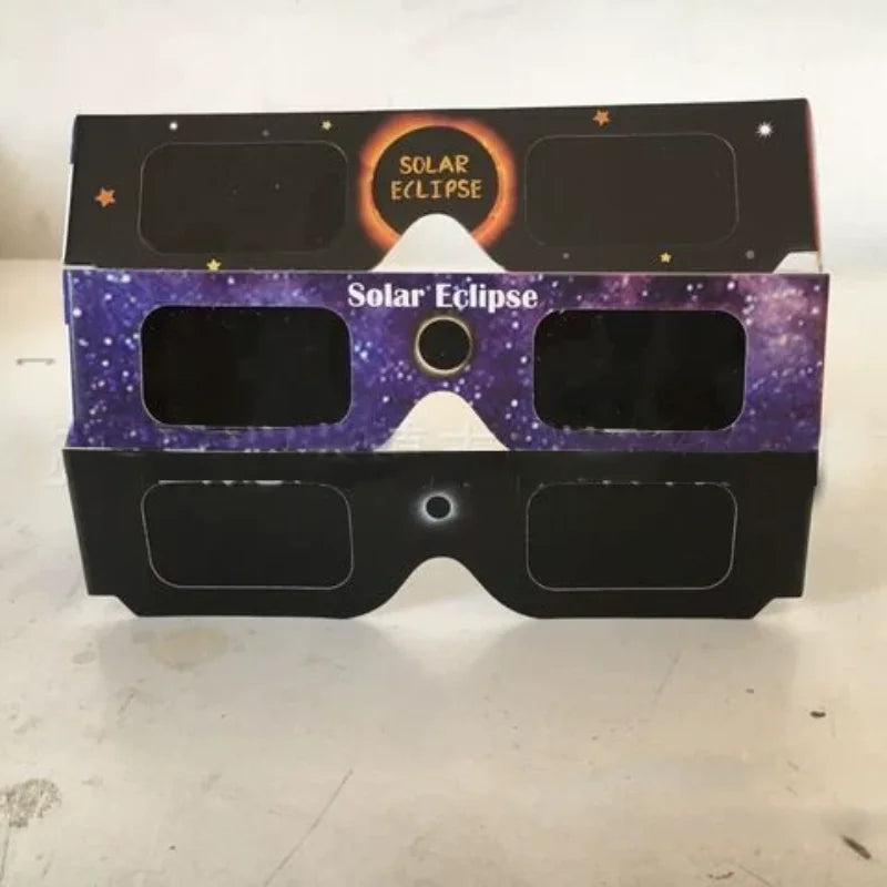 2026 Disposable Solar Eclipse Paper Glasses 0.05mm PET Lens Safe Anti UV Sun Viewing Eyewear Outdoor Solar Observation Goggles
