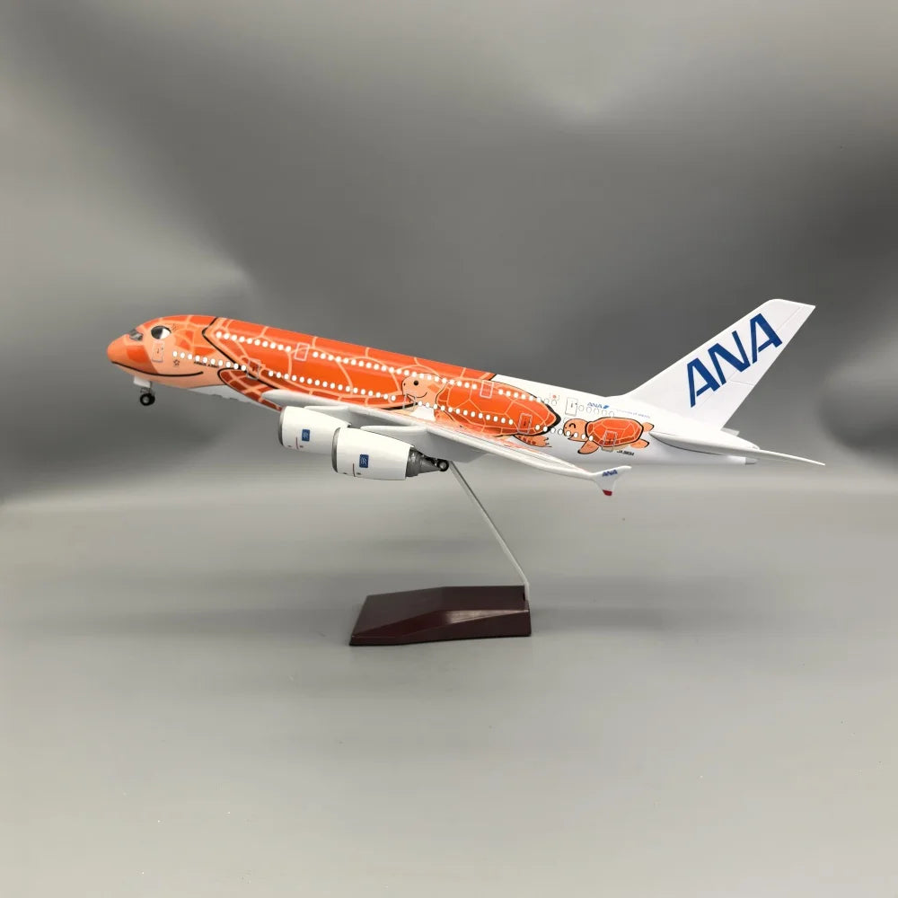 1:160 scale aircraft 47CM Japan Air ANA Toys A380 Model Plane Cartoon Orange Sea Turtle Airlines Diecast airplane kids toys