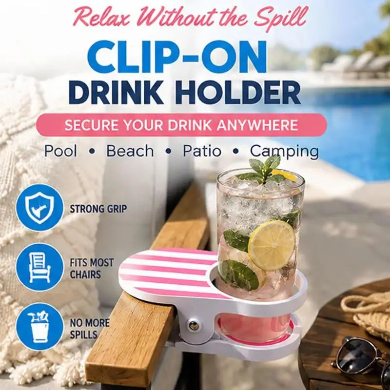 Mainstays Clip-On Drink Holder - Secure Your Beverage Anywhere, Beach Chair Cup Holder With Clamp, Portable Cup Holder For Desk