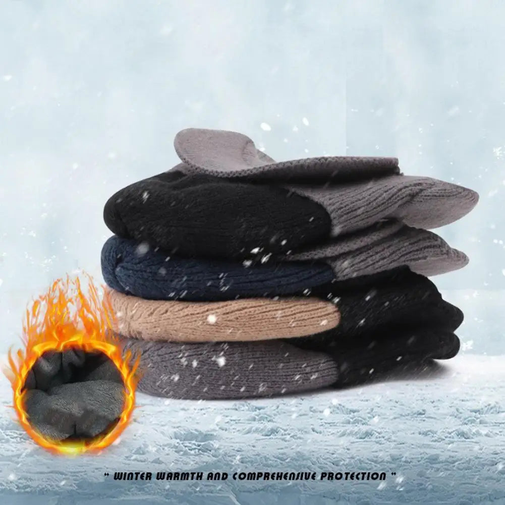 Winter Warm Dual Tone Knit Baseball Cap Soft Plush Ear Keep Warmer Winter Earmuffs Outdoor Earflap Protection Hats