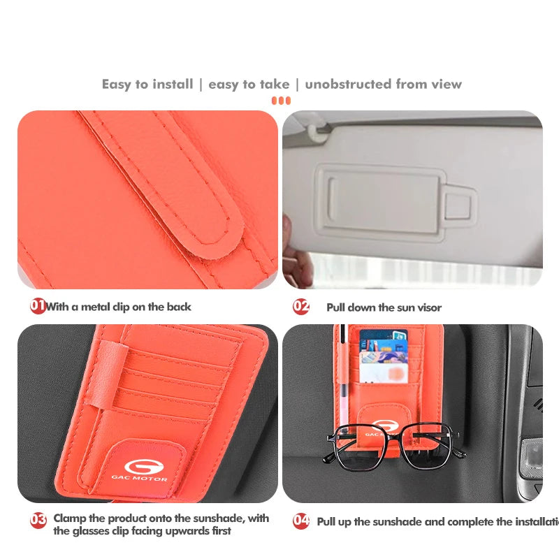 Car Sun Visor Glasses Case Sunglasses Clip Card Ticket Holder For GAC MOTOR Trumpchi Aion S GS3 GS4 GS5 GS8 GA4 GA6 GA8 GE3 2016