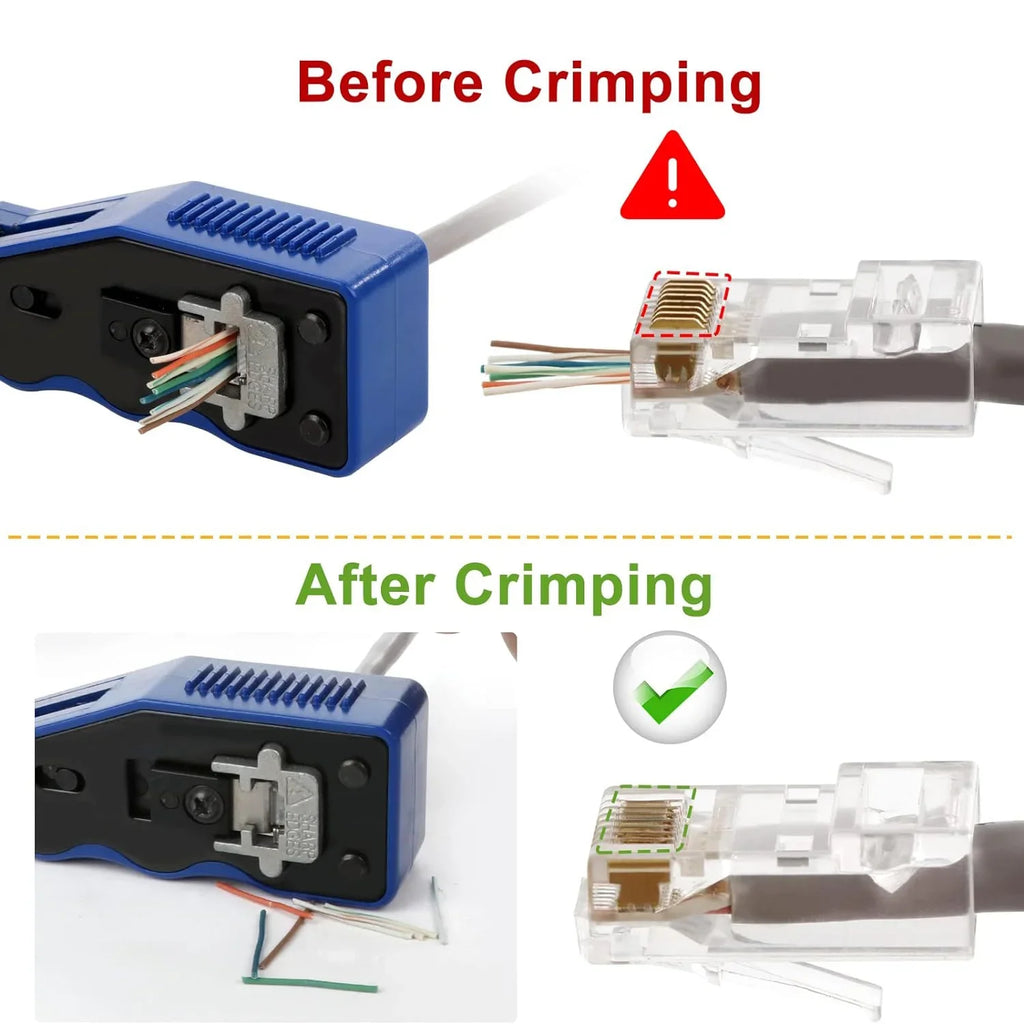 RJ45 CAT6 Crimping Tool Kit with Pass Through Connector,Boots and Tester for Cat5e Cat6 UTP Ethernet Cale