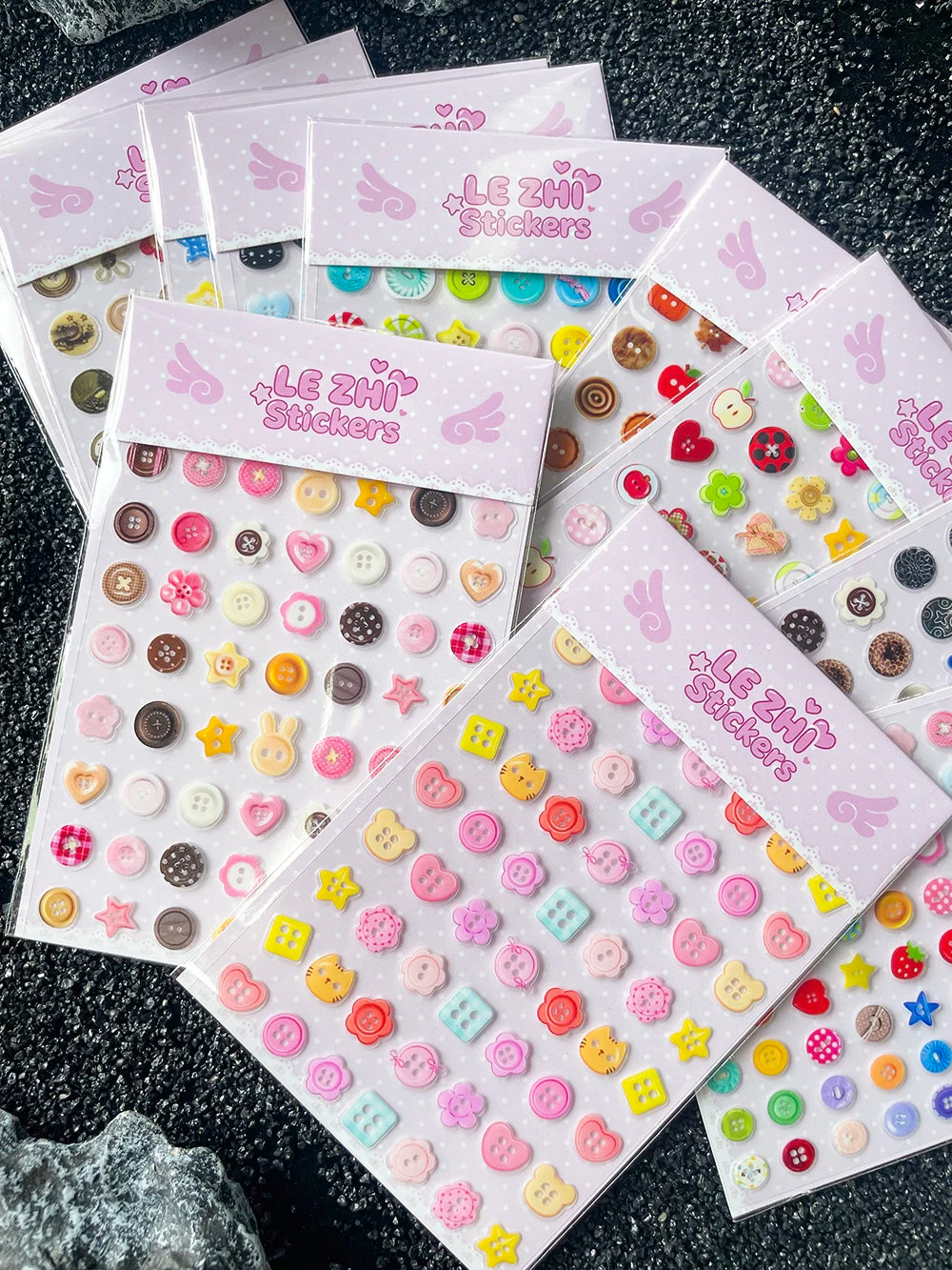 Kawaii Mini Cute Retro Sweet Button Design Nail Art Sticker Ultra-Thin Self-Adhesive Slider Diy Luggage Tags Stickers