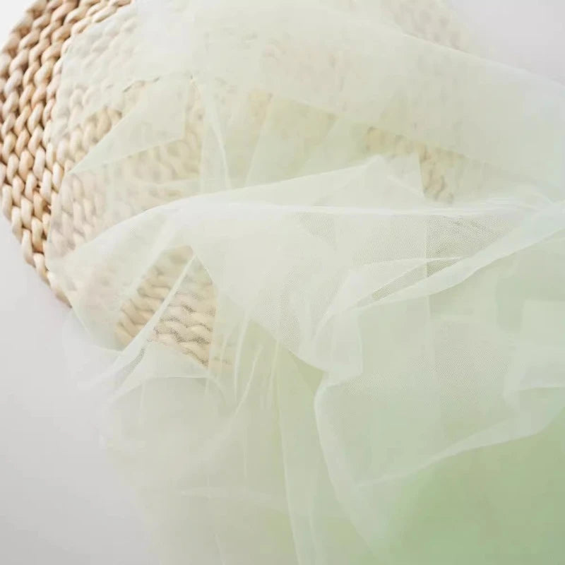 Green Transparent Tulle Fabric By The Meter for Clothing Hanfu Veil Wedding Background Diy Sewing Gauze Cloth Soft Light White