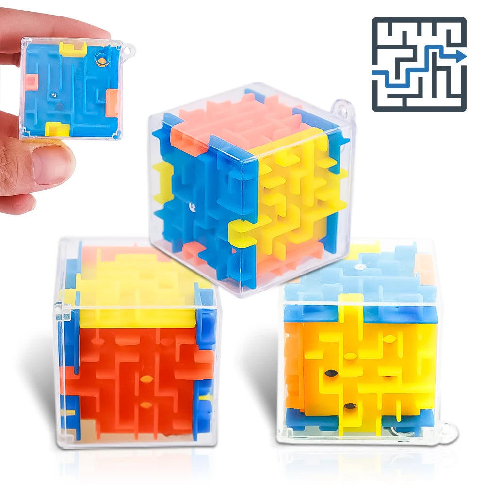 2pcs Kids Puzzle Educational Toys Transparent 3D Walking Bead Three-dimensional Maze Pinball Pressure Relief Mini Round Maze Toy
