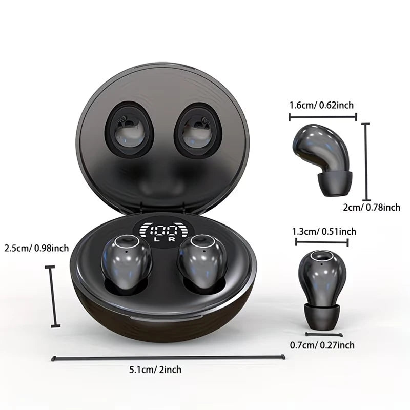 SK31 Mini Invisible Headphones Wireless Bluetooth 5.4 Headphones Bass Sleeping Headphones with Microphone Noise Cancellation HD