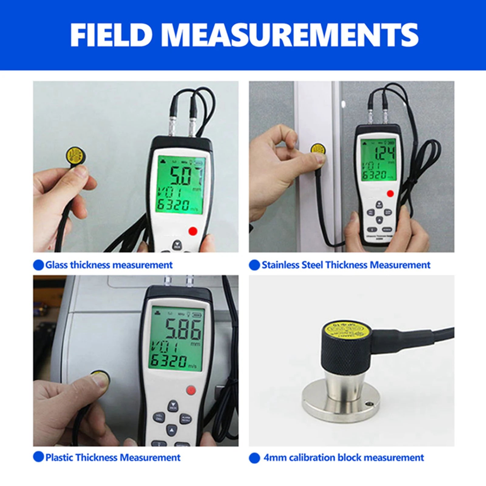 SMART SENSOR Digital Ultrasonic Thickness Gauge Sound Velocity Meter Metal Depth Tester AS840 Ultrasonic Thickness Gauge