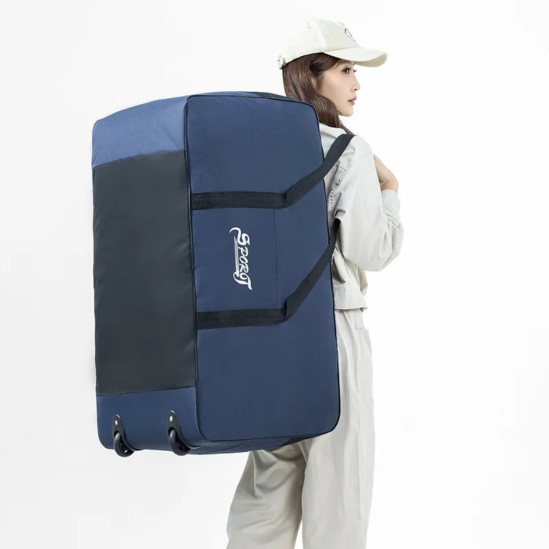 Spring Student Luggage Large Capacity Foldable Checked Bag Residential Quilt Storage Travel with Wheels