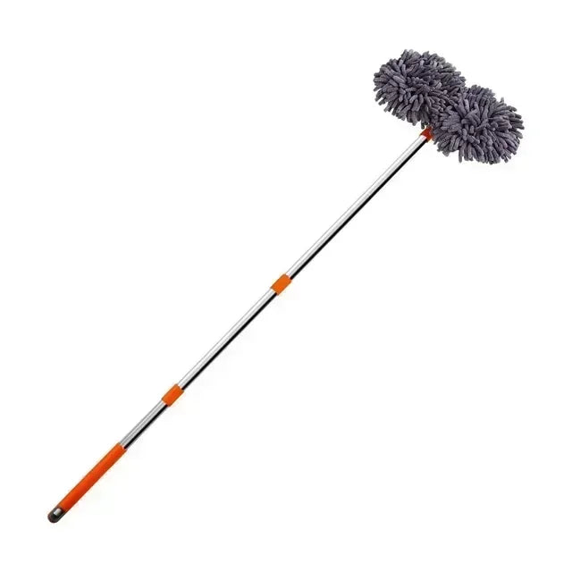 Car Washing Mop with Rotating Double Brush Head Telescopic Retractable Design Double Layer Car Wash Brush for Easy Cleaning