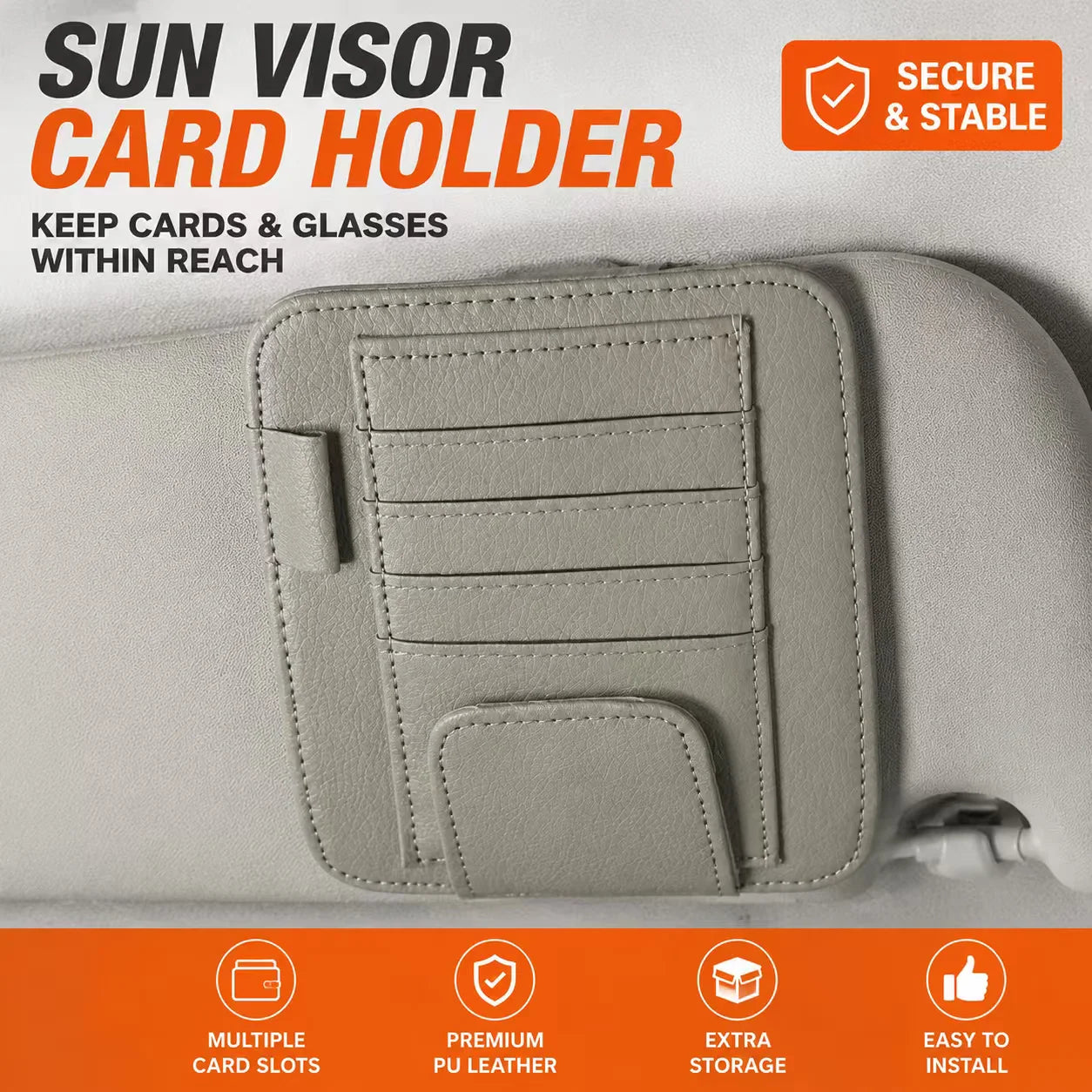 Car Sun Visor Glasses Holder Magnetic Eyeglasses Hanger Clip Luxury Leatherette Car Sunglasses Holder Mount Universal