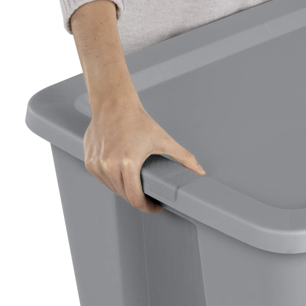 30-Gallon Extra-Large Storage Bin, Gray Durable Plastic Storage Container with Snap-On Lid, Heavy-Duty Organizer for Garage, Basement, Home, or Office, Stackable and Portable, Ideal for Toys, Tools, Seasonal Items, Clothes, o