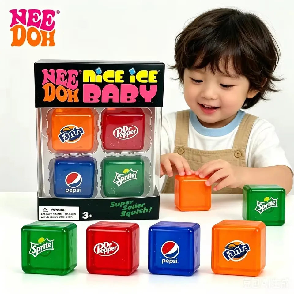 Schylling NeeDoh Mini Set Nice Cube & Mini Cat &Sports Ball Slow Rebound  Sensory Toy Stress Relief Mystery Blind Box Party Gift