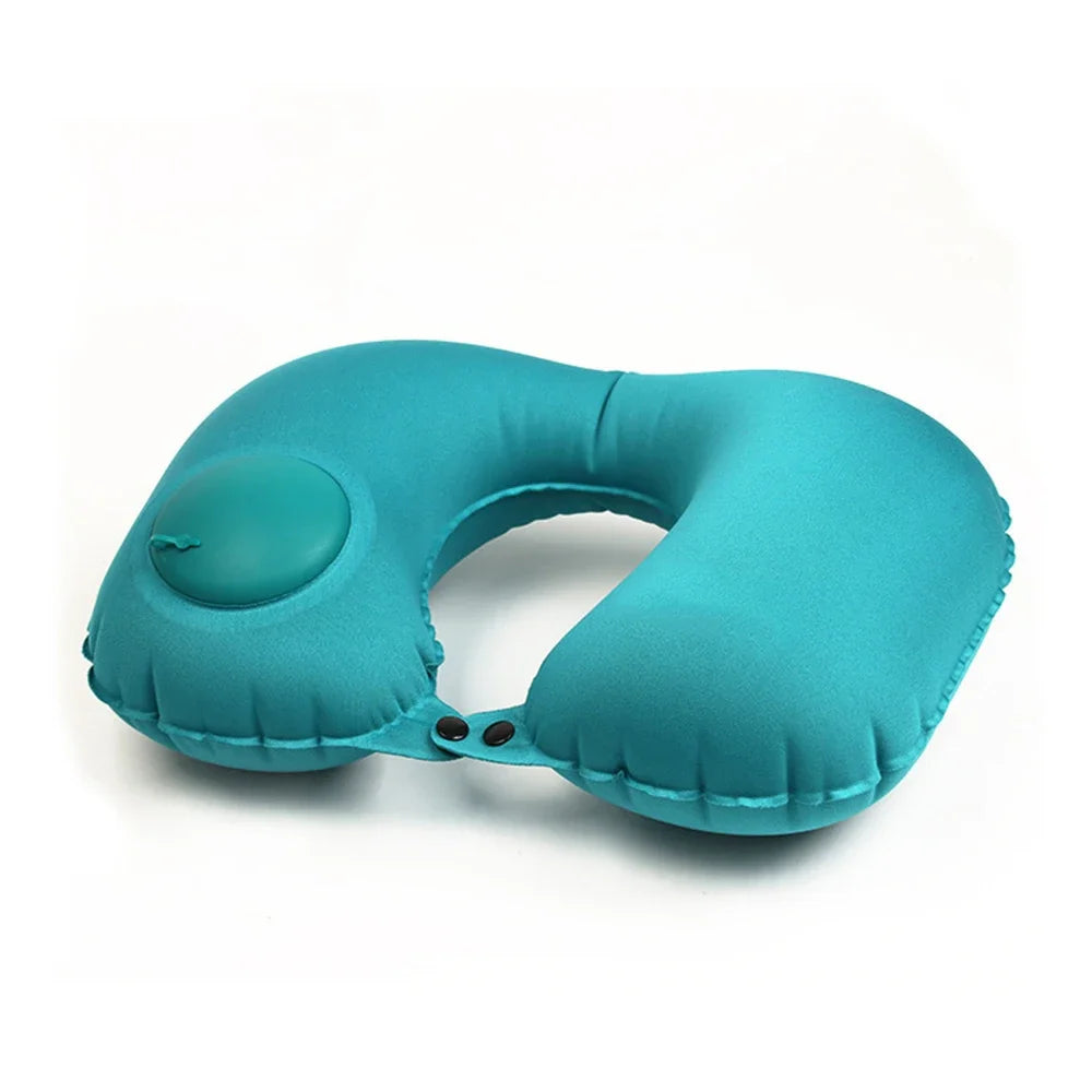Press on Inflatable Pillow to Relax Neck Travel U-shaped Pillow Foldable and Portable with Leak Proof Device Ordinary U-shaped