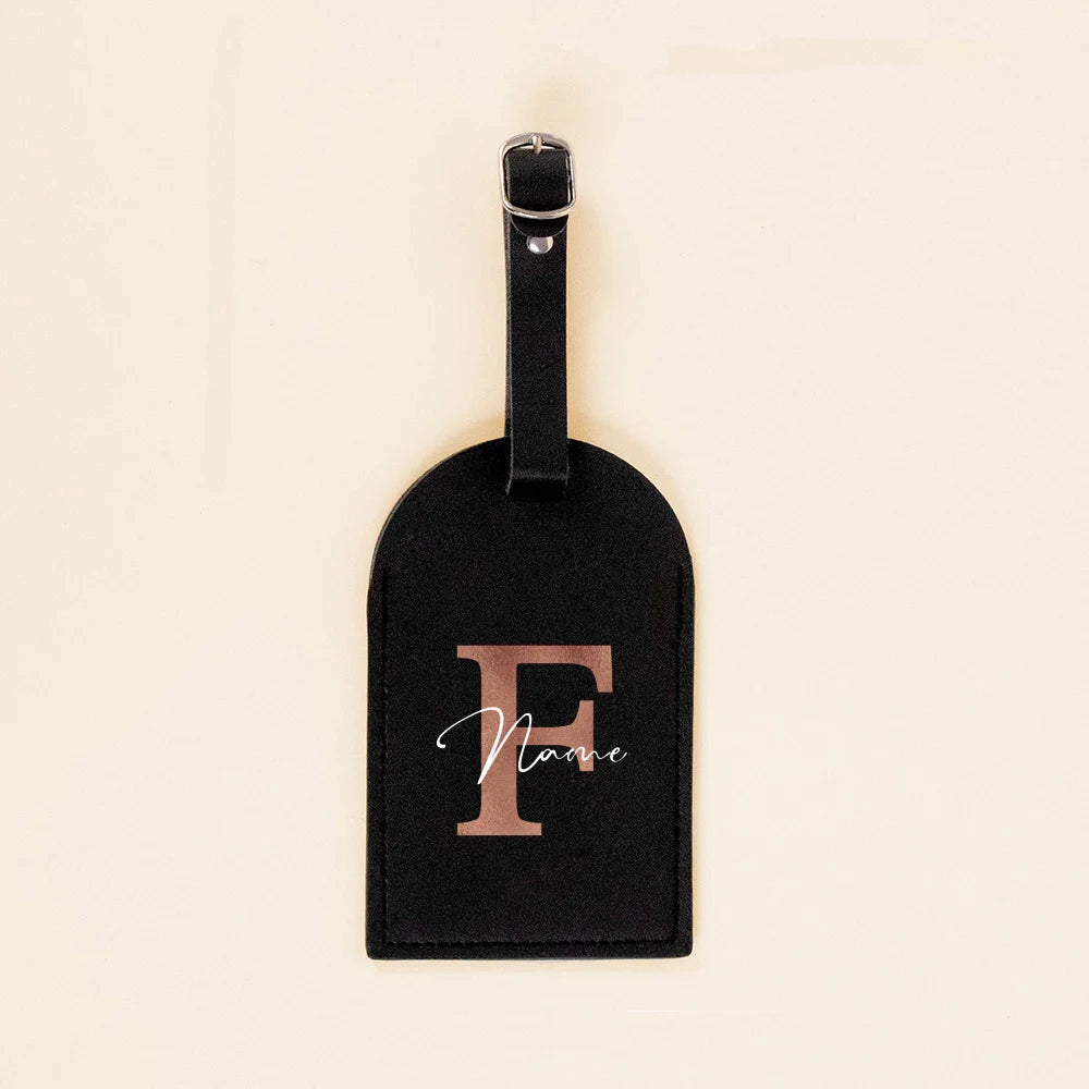 Personalised Initial with Name Monogram Luggage Tag PU Leather for Suitcase Baggage Handbag Tags Travel Bag Label Tag Best Gift