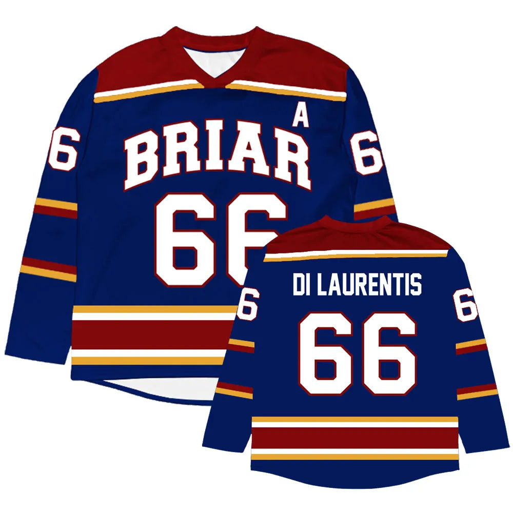 Briar University Off Campus Hockey Jersey Graham 44 DI LAURENTIS 66 Tucker 46 Long Sleeve 3D All Over Print Unisex T Shirt