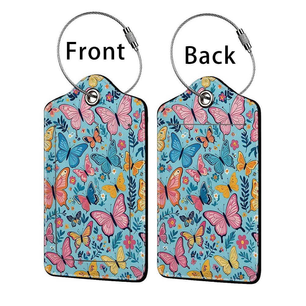 HOT SALE Tyrant butterfly Leather Business Luggage Tag Suitcase Address Label Luggage Boarding Case Label Name ID Address Clip