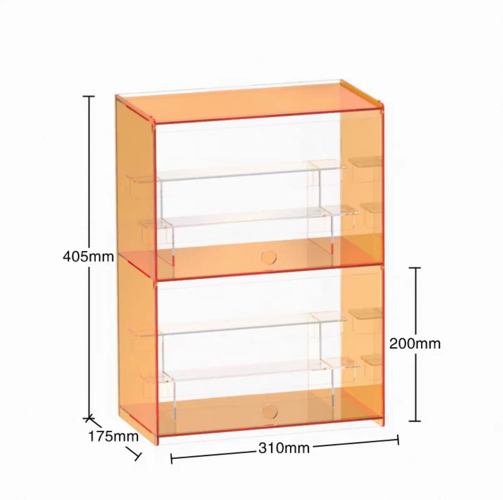 Orange Transparent Acrylic Storage Boxes, Transparent Ladder Display Cases Toys, Car Models, Souvenirs Storage Display Cabinet