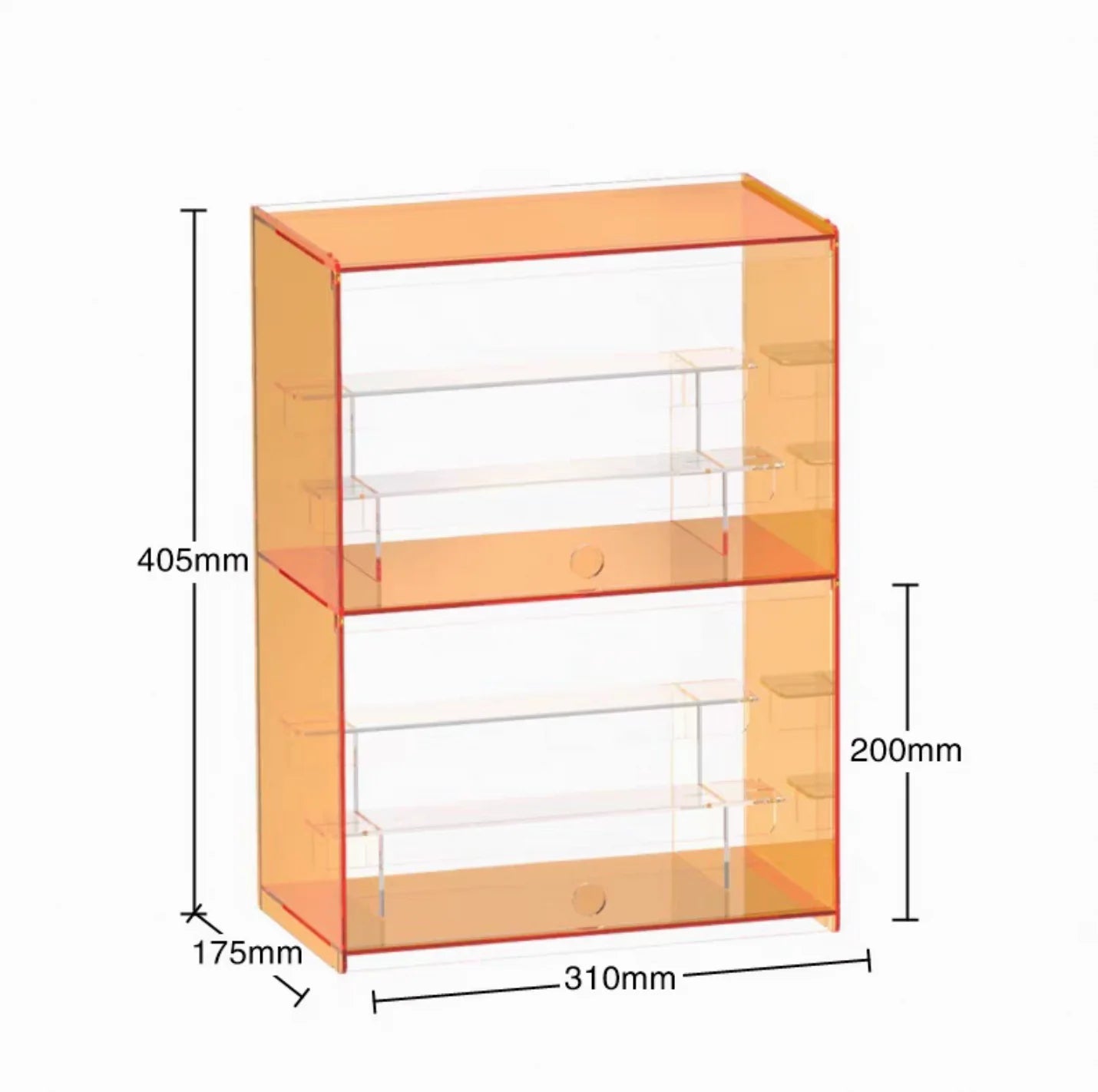 Orange Transparent Acrylic Storage Boxes, Transparent Ladder Display Cases Toys, Car Models, Souvenirs Storage Display Cabinet