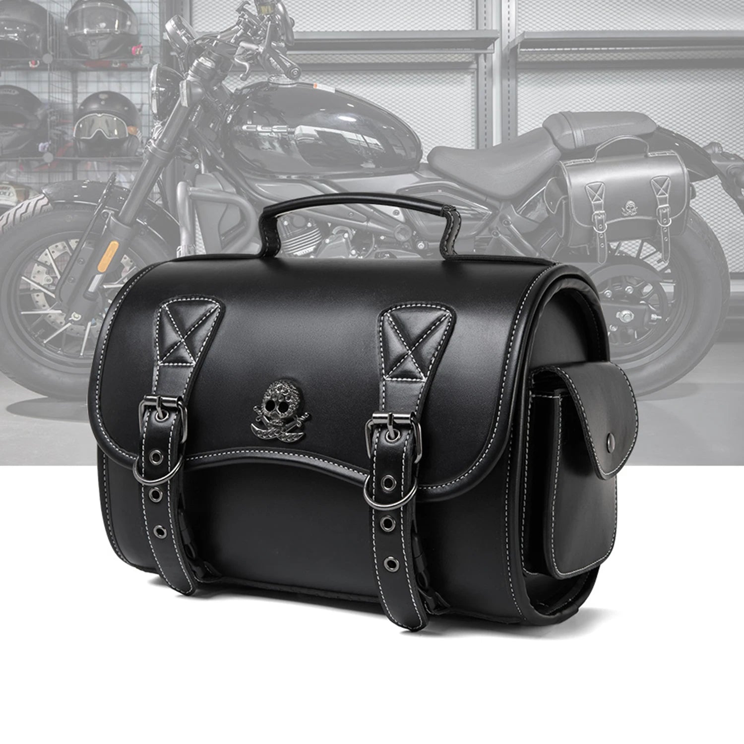 New PU Leather Motorcycle SaddlebagsWaterproof Side Bag Motorcycle Accessories