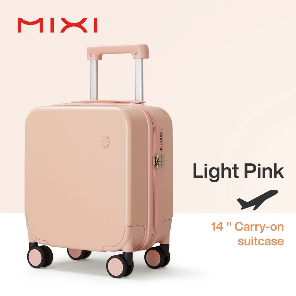 MIXI 14 Inch Underseat Carry On Luggage Lightweight Mini Suitcase PC Small Kids Bag TSA Lock Travel Suit Case Spinner Wheels