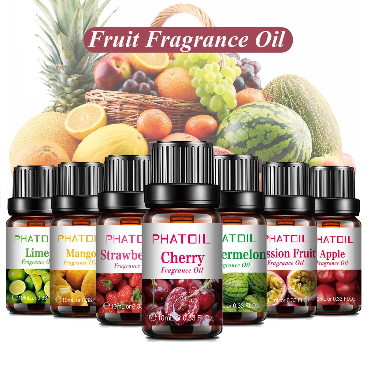 PHATOIL 1/2/6/10pcs 10ml Fruity Fragrance Oil For Aromatherapy Cherry Apple Strawberry Mango Coconut Lemon Fragrance Aroma Oils
