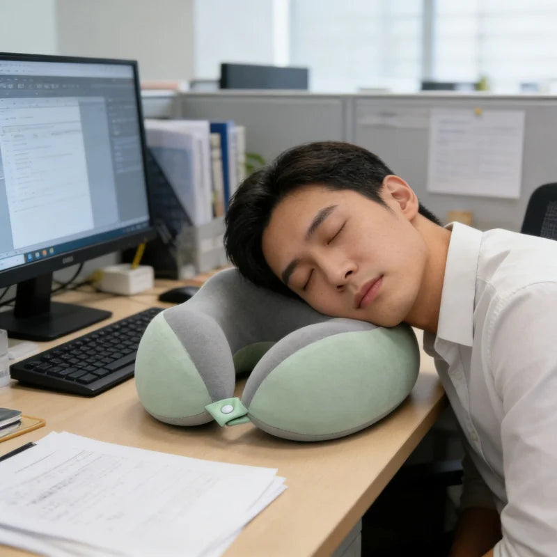 An Ergonomic U-Shaped Neck Pillow, Suitable for Office Naps And Travel,Made of Memory Foam For, Removable Cover