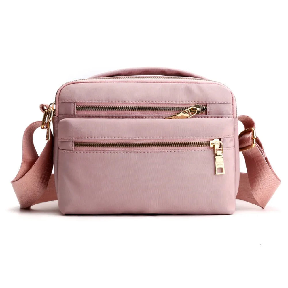 Casual Multi Layer Nylon Crossbody Bag Zipper Canvas Women Backpack Korean Style Waterproof Oxford Shoulder Bag Travel