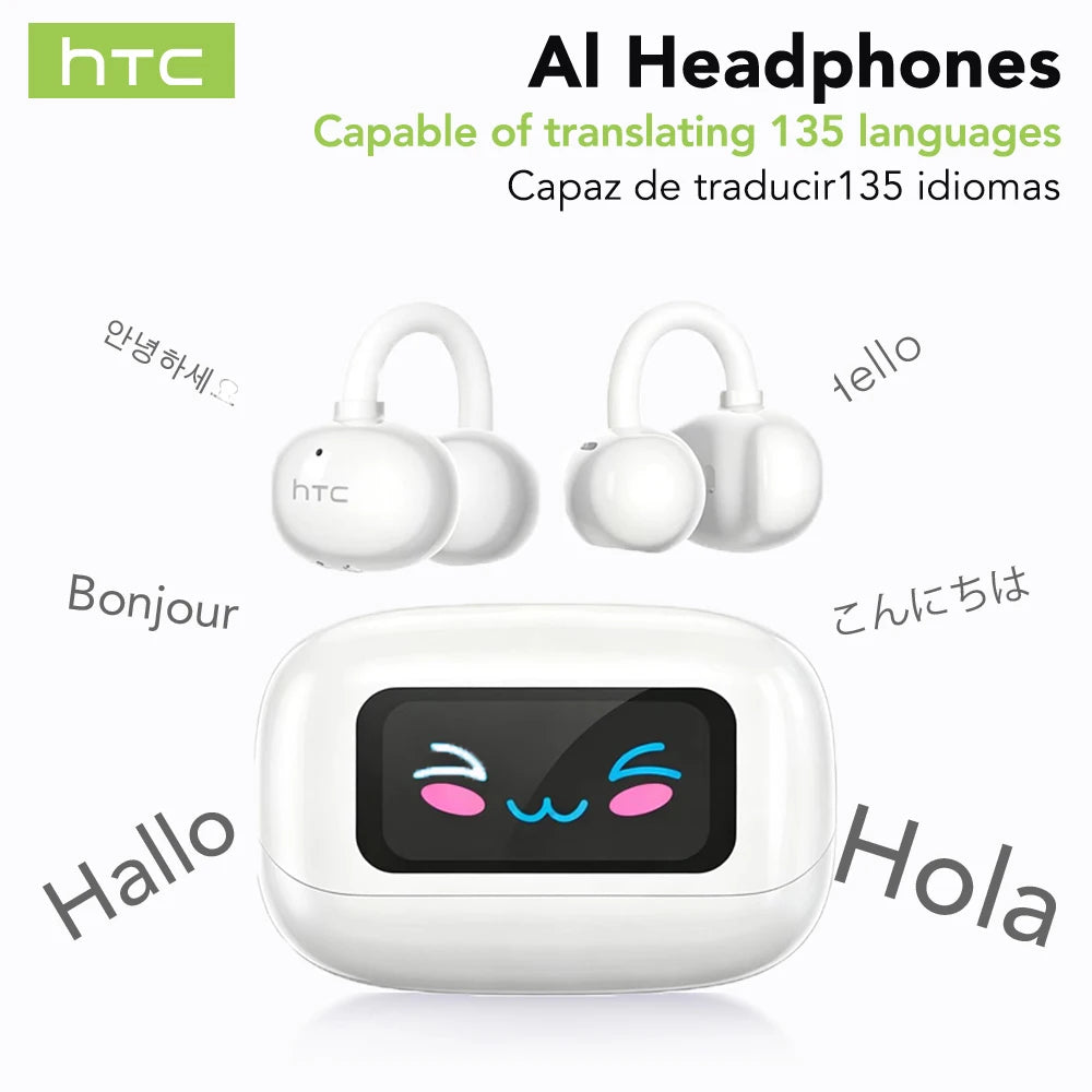 HTC Original Bluetooth Earphones NE54 identica NE32 Earclip AI Translator Wireless Earbud Low Latency HIFI Music Bone Conduction