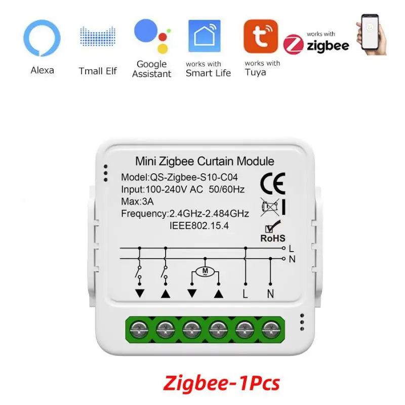 Tuya Mini WiFi Zigbee Curtain Switch For Roller Shutter Electric Motor Smartlife Control Remotely Works With Alexa Google Home