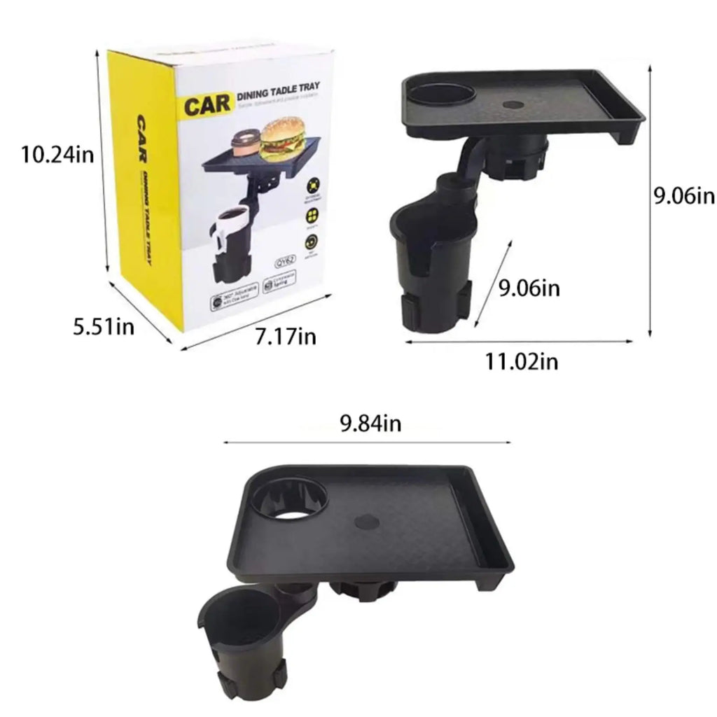 Universal Car Cup Holder Tray Adjustable Dual Cup Holder Auto Dining Plate Expandable Bracket 360 Rotating