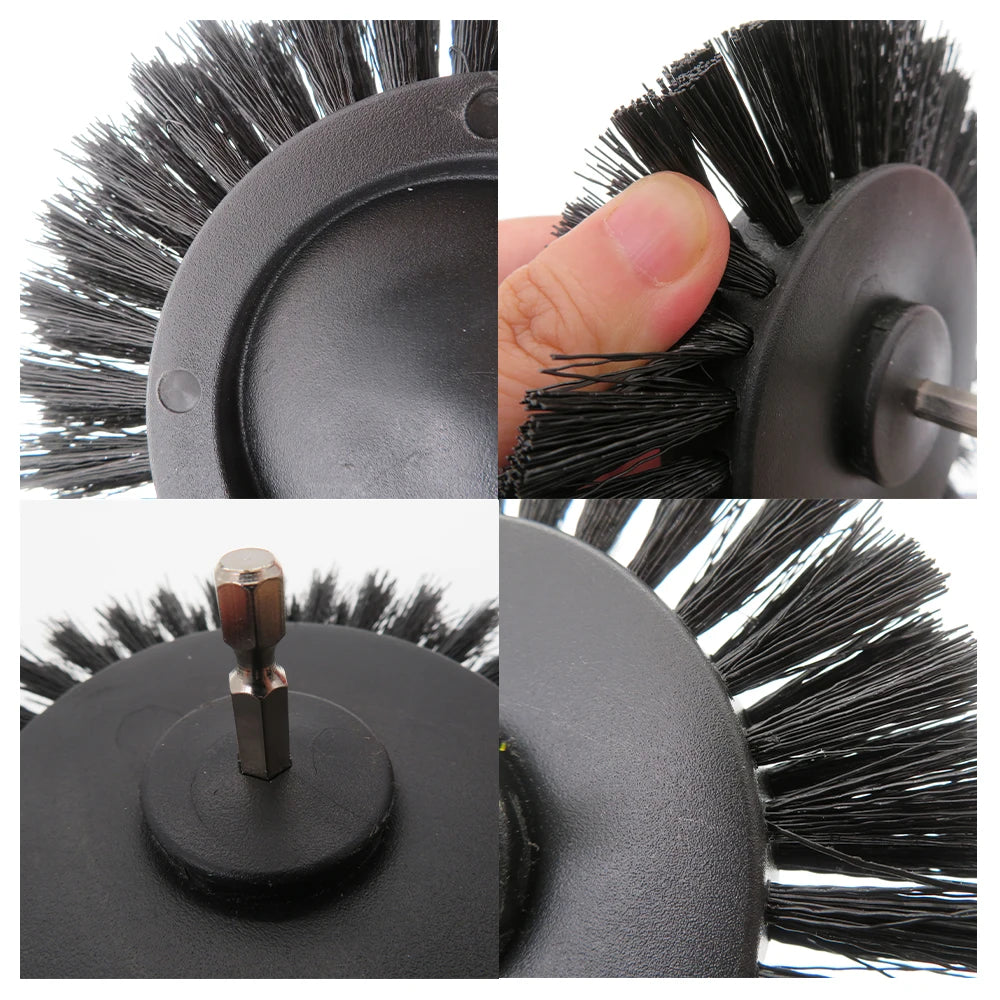 3.5 Inch Drill Brush Attachment Flat Round Power Scrubber Cleaning Brush Nylon Bristle for Car Carpet Bathroom Tile KitchenFloor