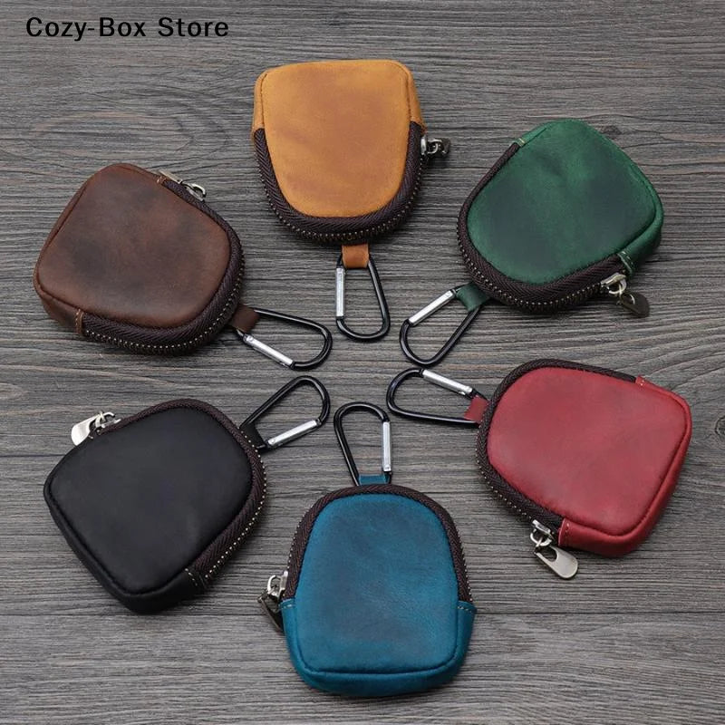 [ZY]Retro Small Zipper Pouch Earphones Accessories PU Leather Coin Purse For Coins Bag Pendant[ZY]
