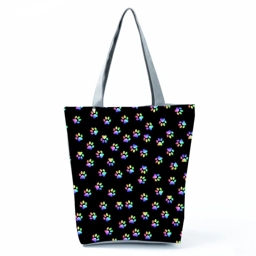 Fashion Dogs Paws Handbags Printed Love Dogs Shopping Bag Casual Women Shoulder Bag Summer Kawaii Female Tote Travel Beach Bag