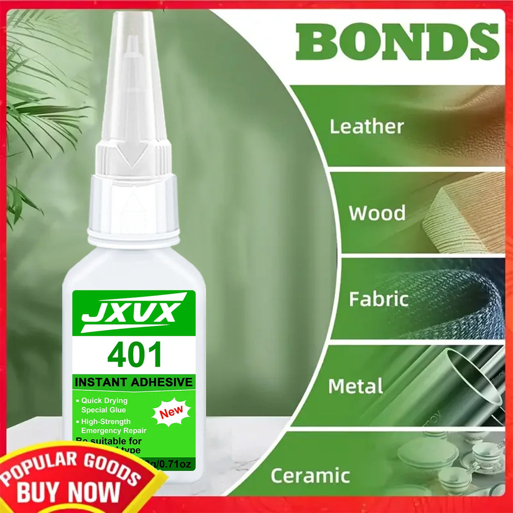 Jxvx Strong Transparent 401 Glue, Multi-Purpose Super Strong Adhesive Instant Glue Resin, Ceramic, Rubber, Shoes, Plastic Quick Repair Office Supplies Quick-Drying Waterproof Adhesive
