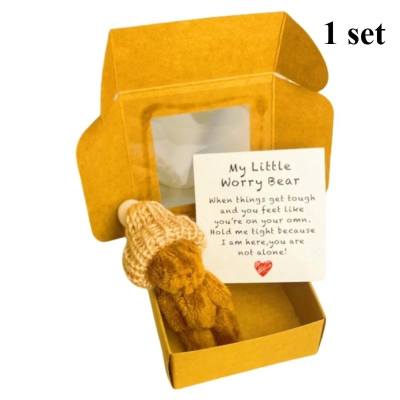 My Little Worry Bear Pocket Hug with Greeting Card – Adorable Plush Teddy Bear Gift for Weddings, Christmas, Comforting Keepsake