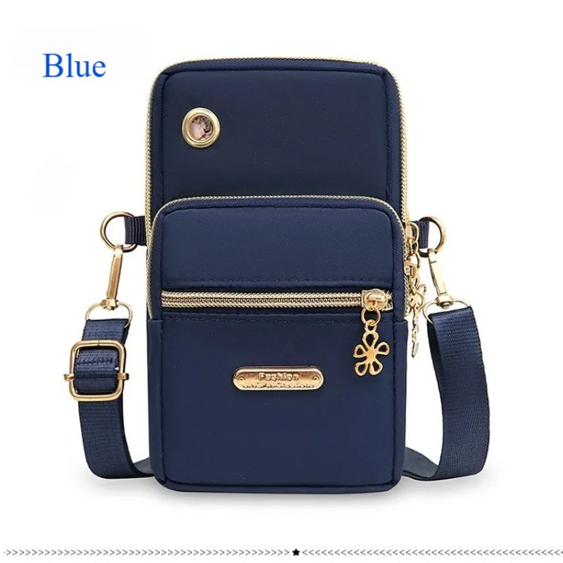 New Women's Phone Bag Three-Layer Crossbody Bag Outings Fabric Bag Arm Bag