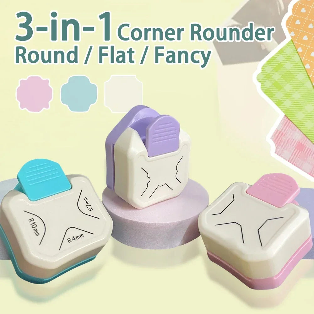 Corner Rounder Punch 3 in1 R4/R7/R10mm Round Corner Trimmer Cutter for Card Craft Scrapbook Wrapping Paper Sticker
