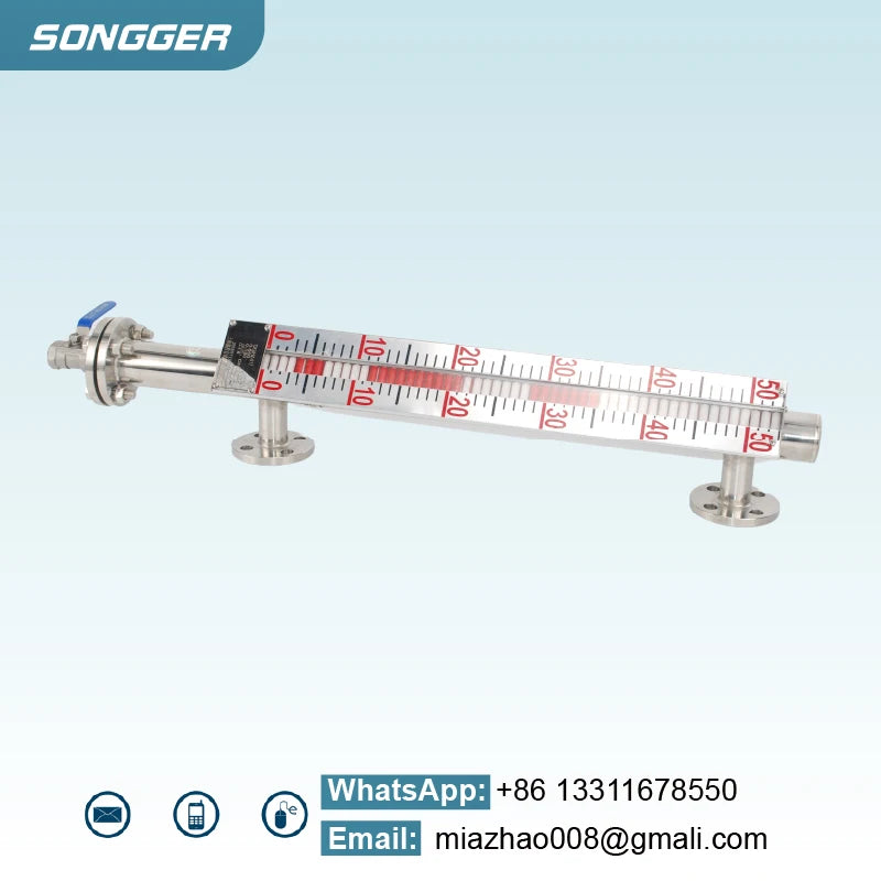 Side Mounted Magnetic Flip Level Gauge for Tanks Direct Reading Float Indicator SS304 316L PP PVC PTFE 80℃ 1.6MPa Custom Length