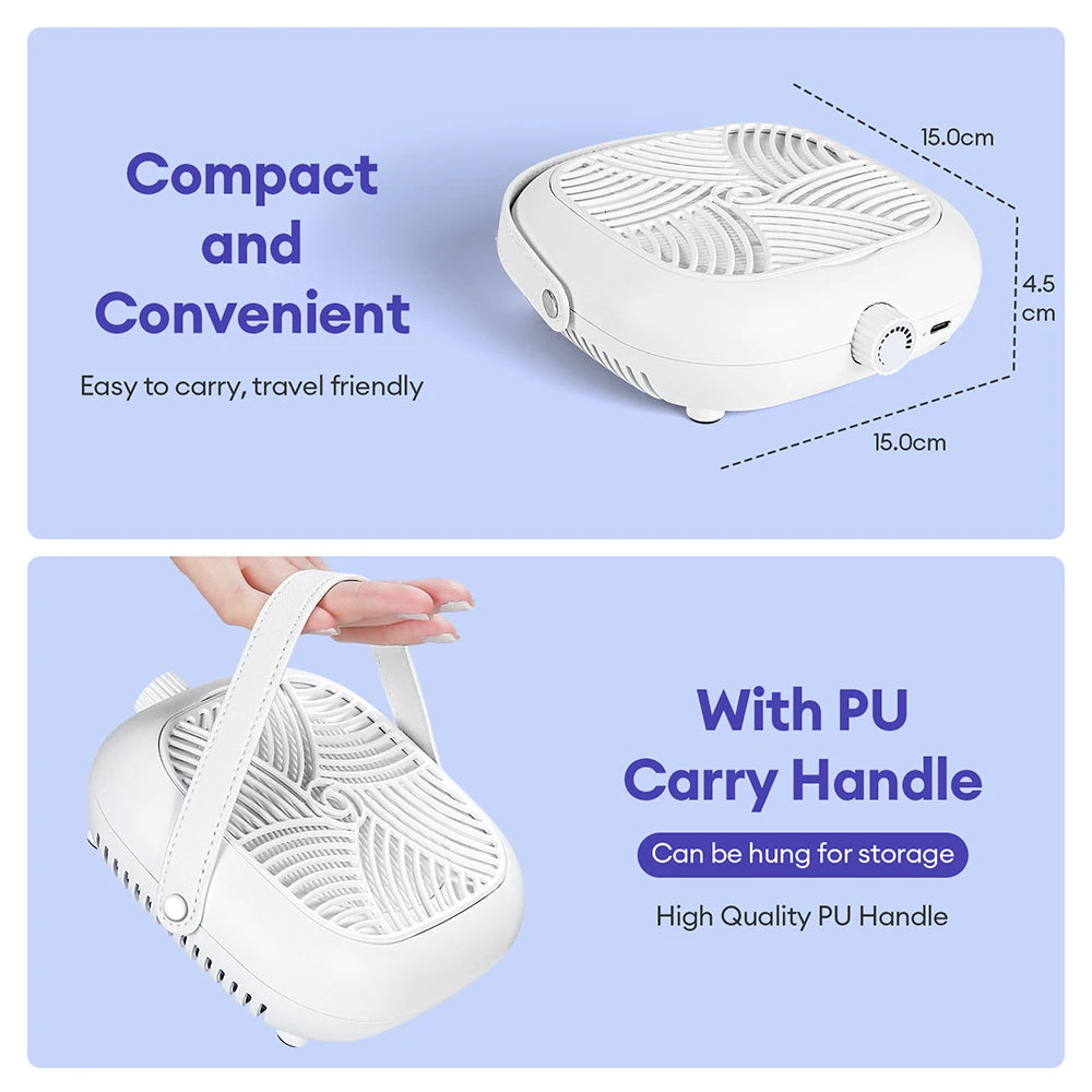 5300RPM Turbine Brushless Nail Dust Vacuum Flat Upright Dual Use Foldable Nail Dust Extractor with Removable Filter Vacuum Fan