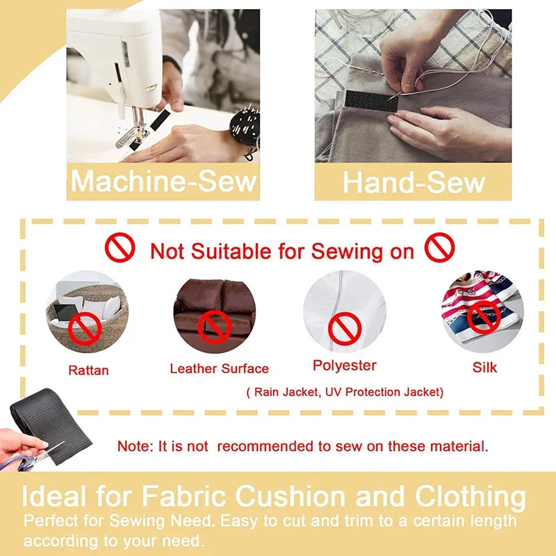 1M Sew on Hook and Loop Fastener Tape Non Adhesive Super Soft Loop Fabric Tape for Crafts DIY Sewing 20/25/30/38/50/100mm Wide