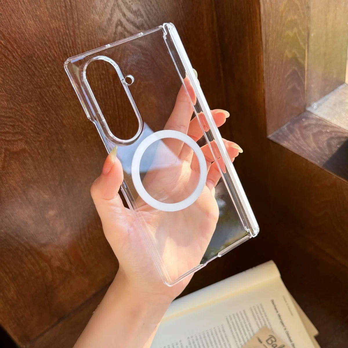 For Samsung Galaxy Z Fold8 Ultra Z Fold 8 7 6 5 4 5G for Magsafe Case Luxury Transparent Hinge Magnetic Wireless Charging Cover