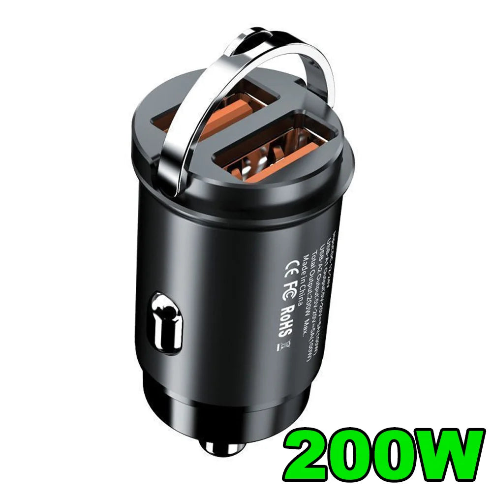 Mini Dual USB Car Phone Charger 200W Fast Charge Adapter Accessories 2 USB Mobile Phone Socket Adapter Universal Car Charger