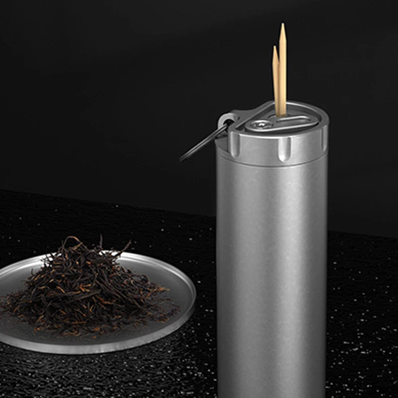 Titanium Alloy Waterproof Sealed Medicine Bottle Multi-Functional Toothpick Case Portable Travel Storage Box Outdoor EDC Tool