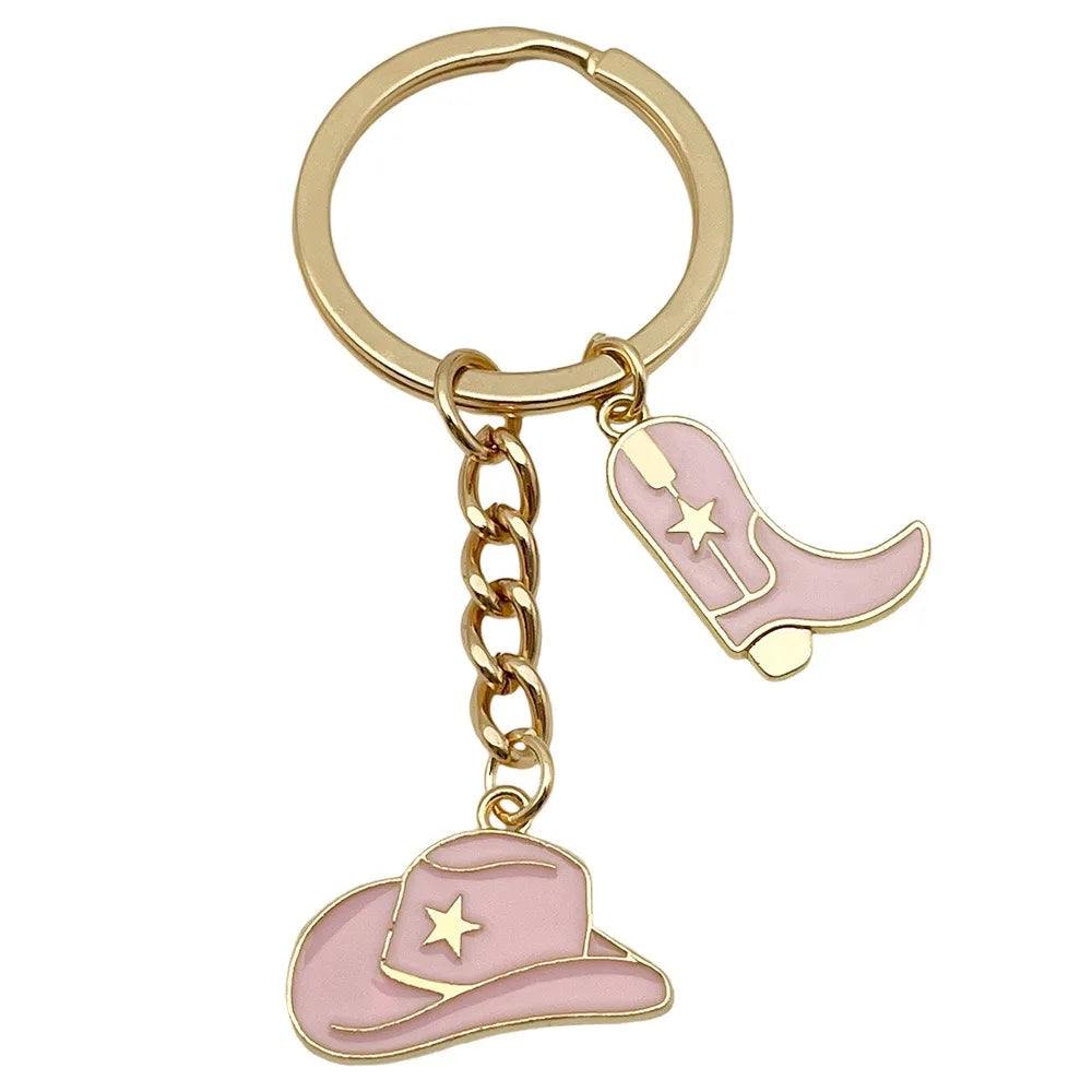 5pcs Boots Cowboy Hat Horseshoe Western Cowboy Alloy Pendant Keychain, Best Gift Choice