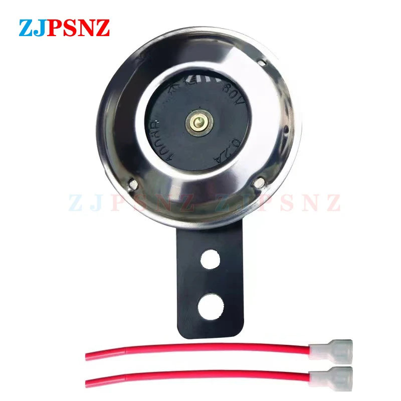 48V 60V Scooter Horn Motorcycle Electric Bike Horn Chrome Plated Loud Speakers For Scooter Moped Dirt E-Bike ATV Waterproof