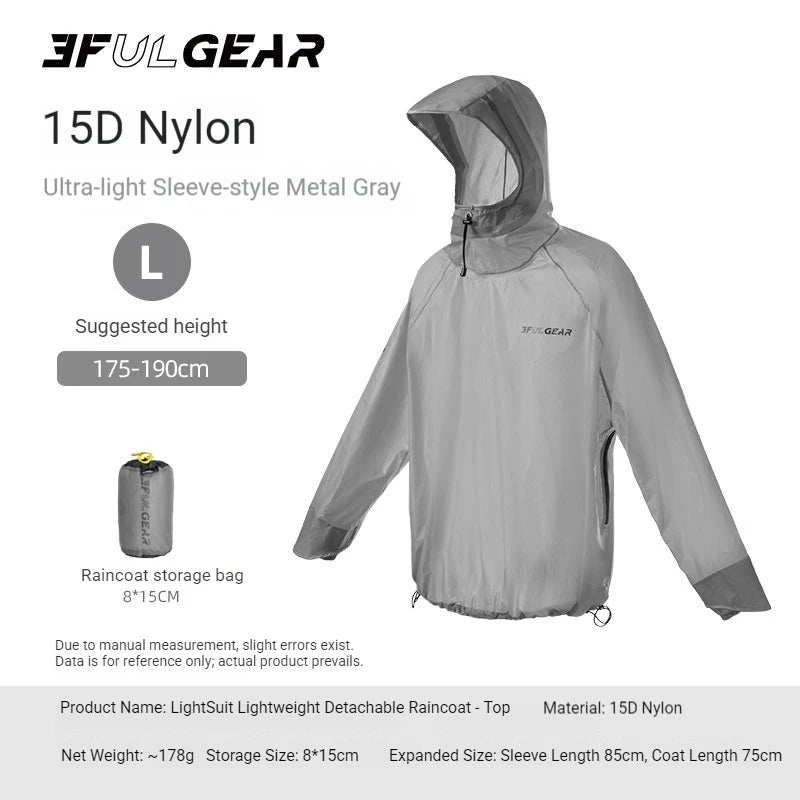 3F UL GEAR M/L Outdoor Rain Gear Split-type Raincoat And Rain Pants Nylon For Hiking Cycling Off-road Mountaineering Rainproof