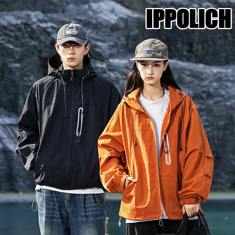Hiking Jacket Lightweight Windproof Waterproof Outdoor Hiking Mountaineering Jacket Men Reflective Hooded Coats Women Autumn