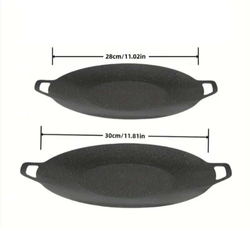 Outdoor Electrical Dual-Use Non Stick Baking Tray with Handle, Evenly Heated, Easy to Clean, for Stir Frying Noodle, Fried Egg,