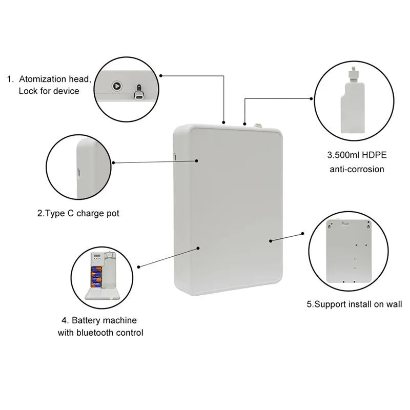 Smart Essential Oil Aromatherapy Machine 500ML Bluetooth WIFI APP Control Fragrance Diffuser Hotel Commercial Bathroom Office