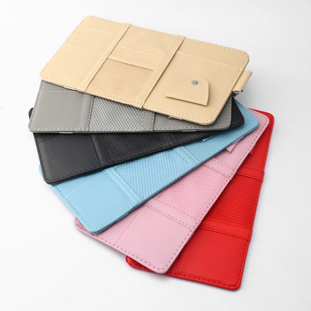 JFBONIN Car Sun Visor Organizer Storage Box with Sunglasses Clip Business Card Holder Bill Pen Holder - Vehicle Interior Accesso